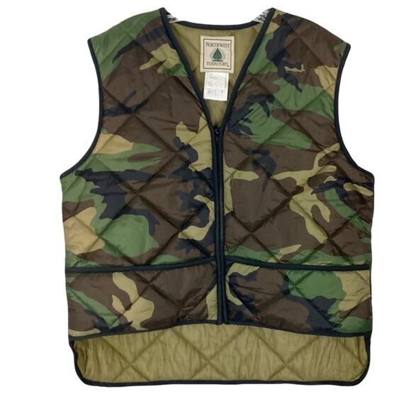 NORTHWEST TERRITORY Vest Men M Camo Quilted Lined Zip Pockets Hunting - Picture 1 of 6